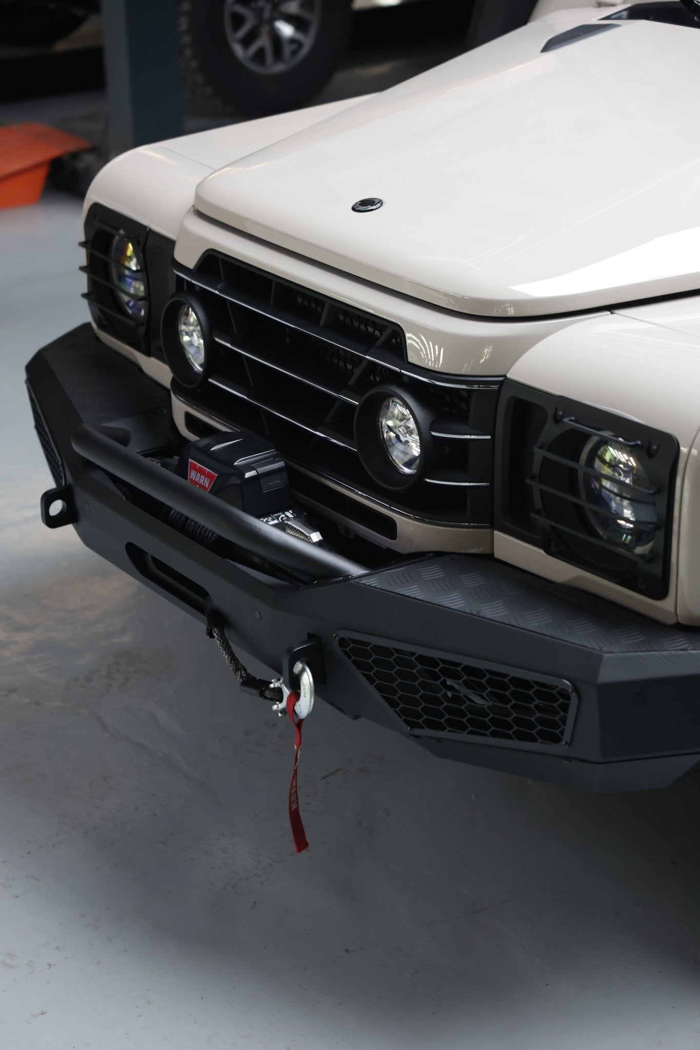 Ineos Grenadier off-road front bumper — standalone steel bumper product view