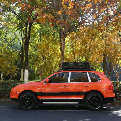 Porsche Cayenne 955/957 Gen 1 (2002–2010) modular roof rack – side profile on vehicle