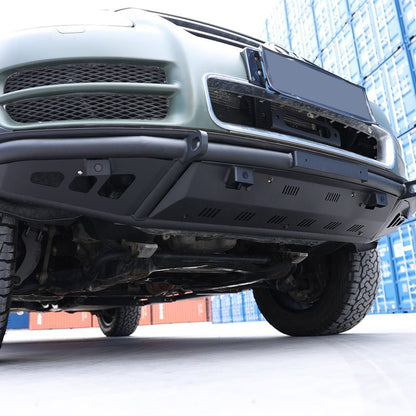 VW Touareg Gen 1 off-road front bumper (2002–2010) — underside view showing skid plate area