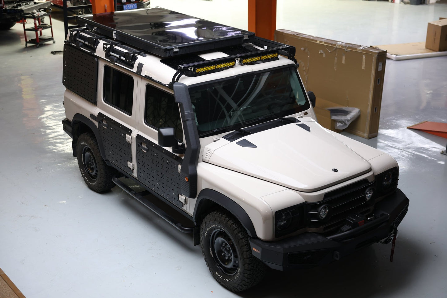Ineos Grenadier off-road front bumper — underside view showing skid plate area