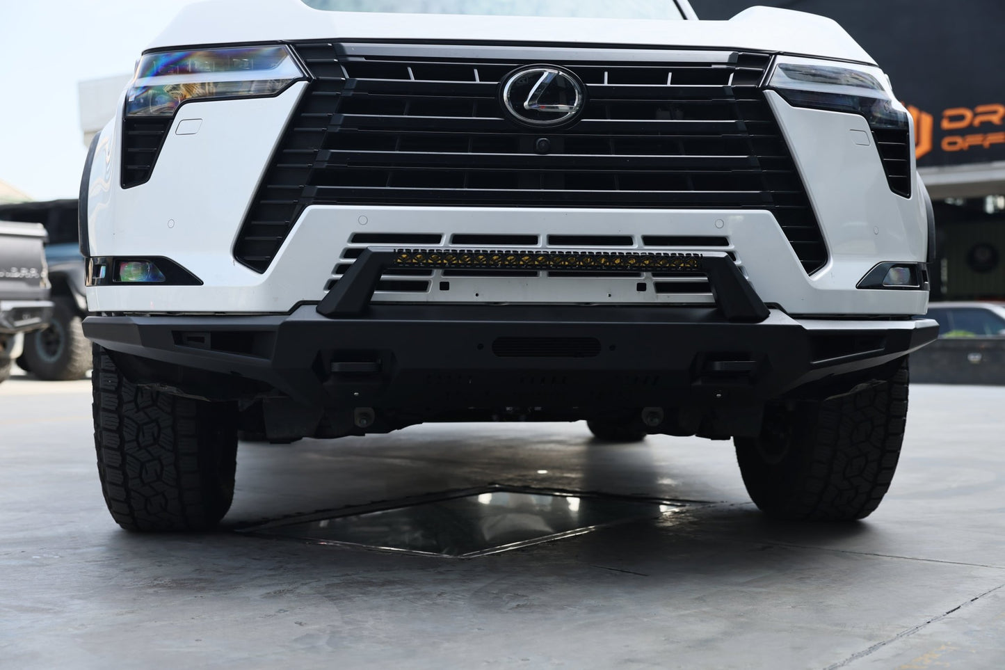 Lexus GX550 off-road front bumper — front straight-on view installed