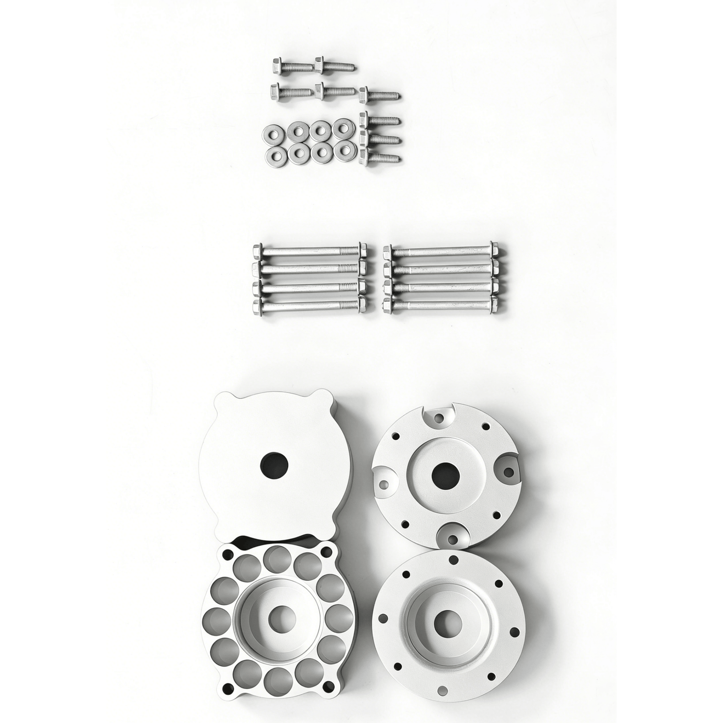Porsche Cayenne 955/957 & VW Touareg 2-inch steel spring lift kit (2002–2010) — full kit component layout (air delete conversion)