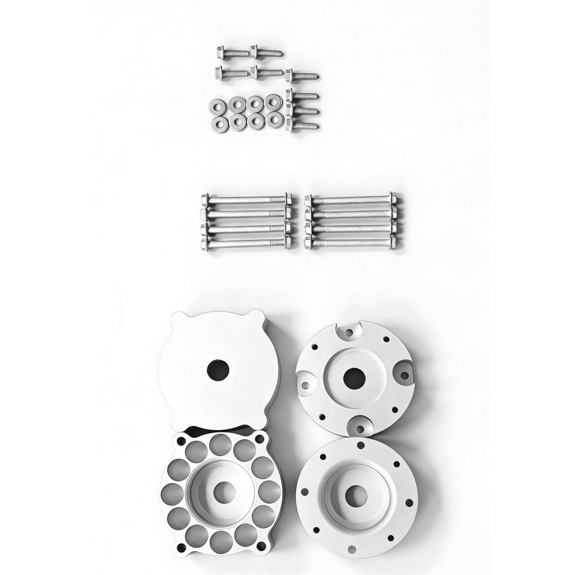 Porsche Cayenne 955/957 & VW Touareg 2-inch steel spring lift kit (2002–2010) — full kit component layout (air delete conversion)