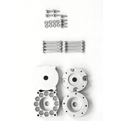 Porsche Cayenne 955/957 & VW Touareg 2-inch steel spring lift kit (2002–2010) — full kit component layout (air delete conversion)