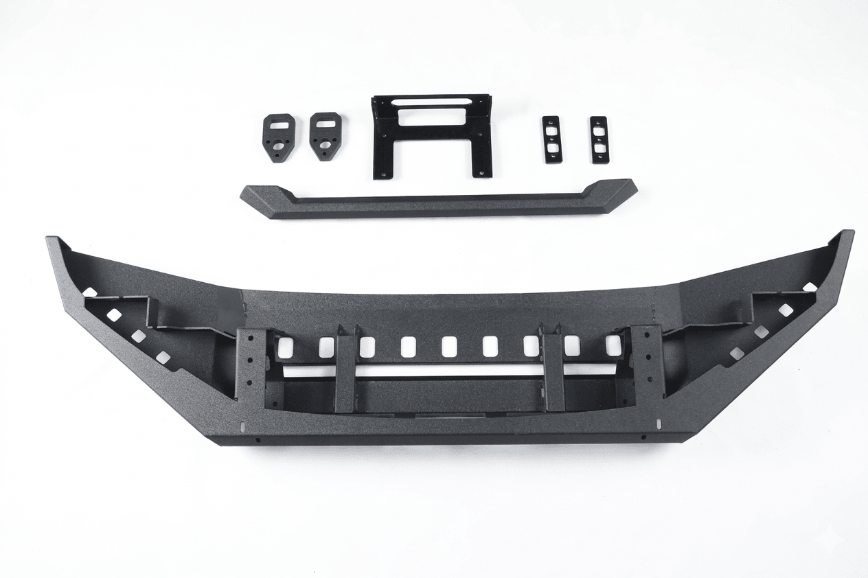 VW Touareg 2nd Gen Off-Road Steel Front Bumper with Winch Mount (2011–2017) - OverlandtrekFront BumperOverlandtrekOT-TRG2-FB-WMVW Touareg Gen 2 steel front bumper — product render